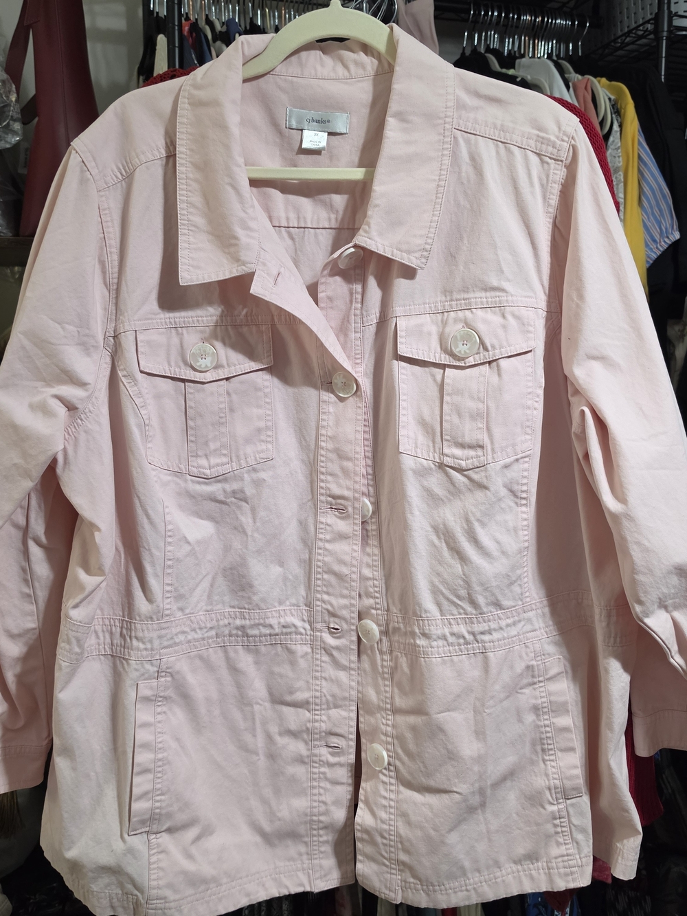 CJ Banks Utility Jean Jacket Light Pink
